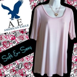 🗺️ AEO Baby Pink, Small Oversized Women’s Soft & Sexy T-Shirt Very Soft & Comfy
